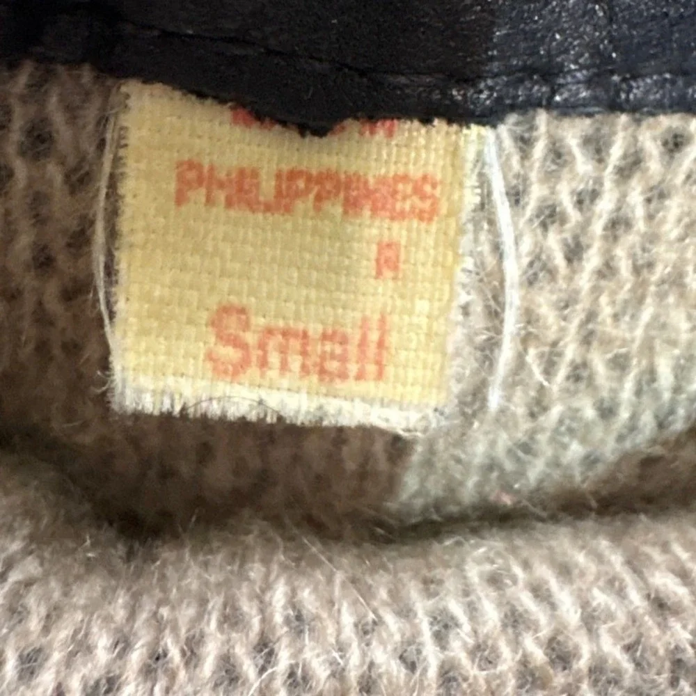 Vintage Cashmere Lined Leather Gloves Women Small Black Winter Warm Excellent